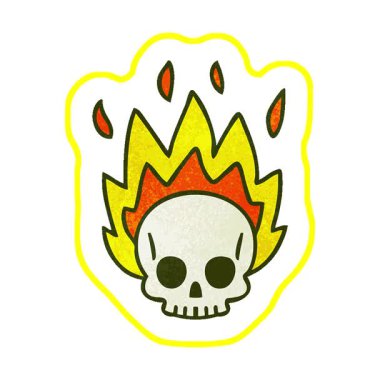 Basit bir döngü hareketli el çizimi tuhaf bir kafatası.