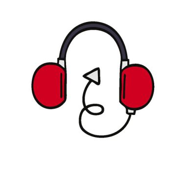 Retro kulaklıkların basit bir çizgi filmi.