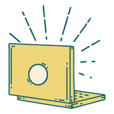 Geleneksel dövme stili dizüstü bilgisayarın basit bir döngü canlandırması