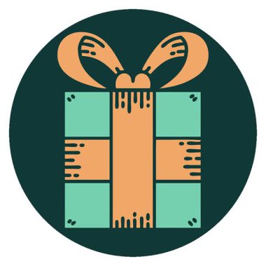 Bir hediyenin basit bir döngü ikonik dövme görüntüsü