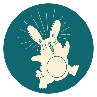 Dövme stili zıplayan tavşanın basit bir döngü simgesi