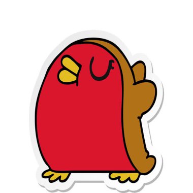 Basit bir döngü çizimi serbest piyasa çizimi. Tatlı kawaii kırmızı robin.