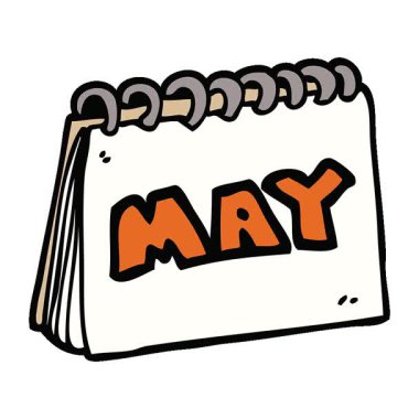 Mayıs ayını gösteren basit bir çizgi film çizim takvimi