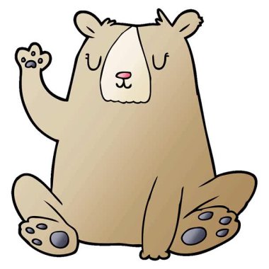 Basit bir çizgi film ayısı, el sallıyor.