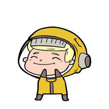 Basit bir döngülü mutlu çizgi film astronotu.