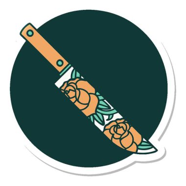 Basit bir döngü, çiçekli bıçak, geleneksel dövme tasarımı.