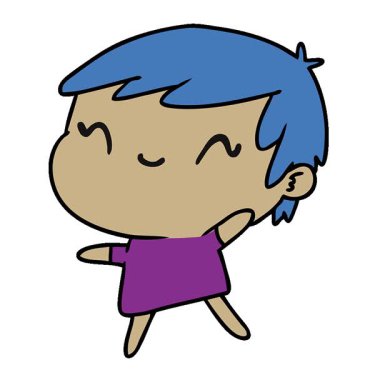 Tatlı bir kawaii kızının basit bir çizgi film çizimi.