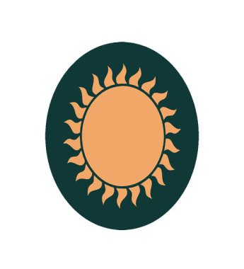 Basit bir döngü ikonik dövme şeklinde güneş görüntüsü