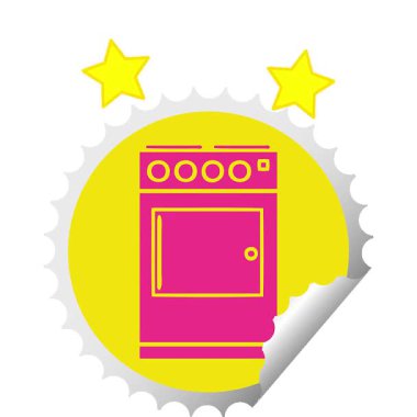 Basit bir döngü animasyon dairesel soyulan bir fırın ve fırının çıkartma karikatürü.