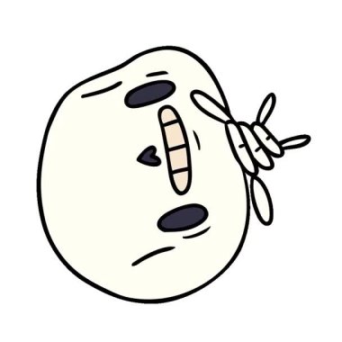 Basit bir çizgi film çizimi, kawaii sevimli ölü iskelet.