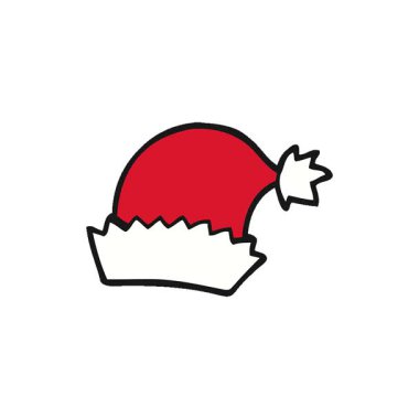 Basit bir çizgi film çizgi filmi Noel şapkası.