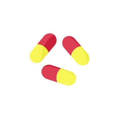 Basit bir döngü animasyonu. Bazı tıbbi ilaçların düz renkli çizimi.