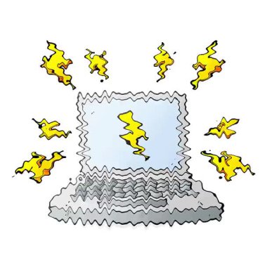 Basit bir serbest çizim çizgi film dizüstü bilgisayarı canlandırması