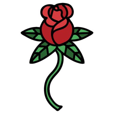 Geleneksel gül stilinde basit bir döngü dövmesi.