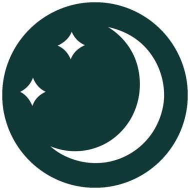 Bir ay ve yıldızın basit bir ikonik dövme görüntüsü.