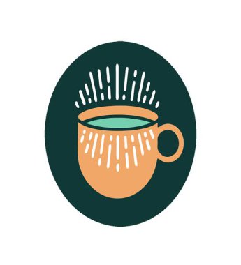 Basit bir döngü ikonik dövme tarzı kahve görüntüsü.