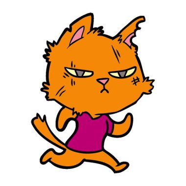 Basit bir döngülü sert çizgi film kedisi koşuyor.