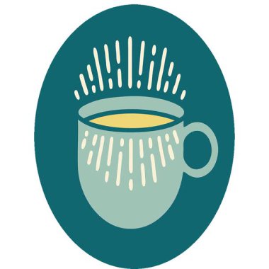 Basit bir döngü ikonik dövme tarzı kahve görüntüsü.