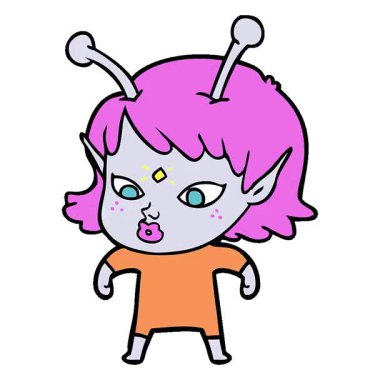 Basit bir döngülü çizgi film karakteri uzaylı kız.