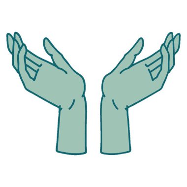 Açık ellerin basit bir döngü ikonik dövme görüntüsü