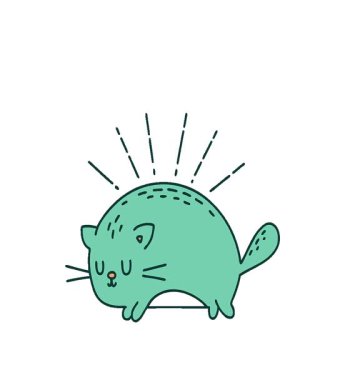 Geleneksel dövme stili mutlu bir kedinin basit bir döngü canlandırması