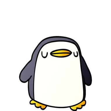 Tatlı bir penguenin basit bir çizgi film çizimi olan kawaii çizimi.