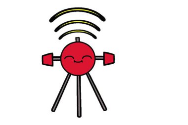 Basit bir döngülü sevimli bir uydu karikatürü.