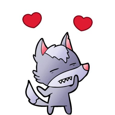 Dişlerini gösteren basit bir çizgi film kurdu.