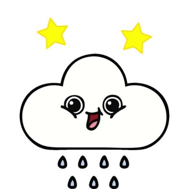 Bir yağmur bulutunun basit bir çizgi filmi.