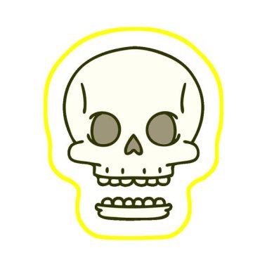 Ürkütücü bir cadılar bayramı kafatasının basit bir çizgi filmi.