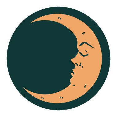 Hilal şeklindeki bir ayın basit bir ikonik dövme görüntüsü.