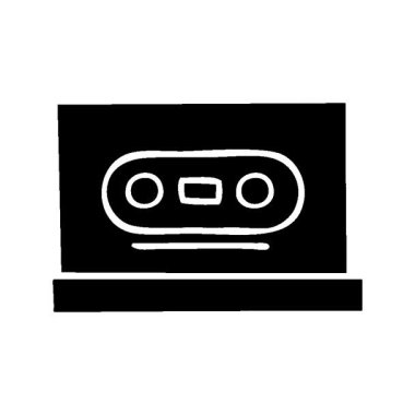 Retro kaset simgesinin basit bir döngü canlandırmalı düz sembolü