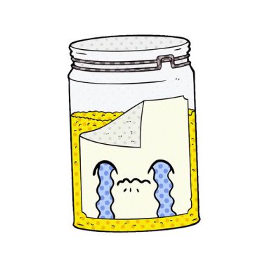 Basit bir çizgi film animasyon cam kavanozu ağlıyor