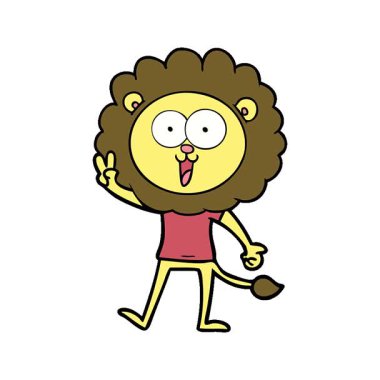 Basit bir döngülü mutlu çizgi film aslanı.