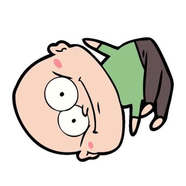 Basit bir çizgi film karakteri kel adam dik dik bakıyor.