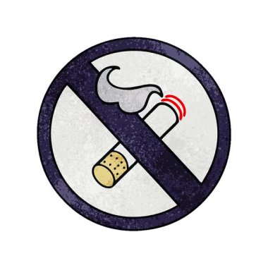 Sigara içilmeyen işaretin basit bir döngü animasyon retro grunge doku çizgi filmi.