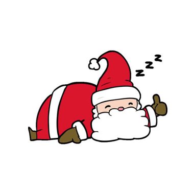 Basit bir döngü çizgi filmi. Uykulu Noel Baba başparmak işareti veriyor.