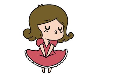 Basit bir kawaii kızı çizilmiş serbest çizim animasyonu.