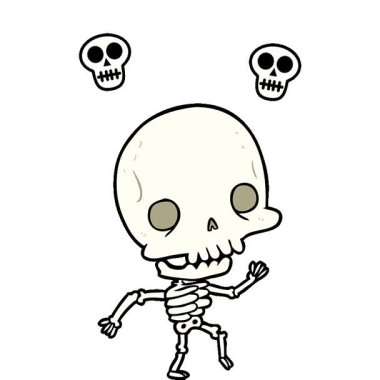 Basit bir çizgi film animasyonu dans eden iskelet.