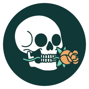 Bir kafatasının basit bir döngü ikonik dövme görüntüsü