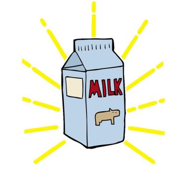 Basit bir döngü çizgi film süt kutusu.