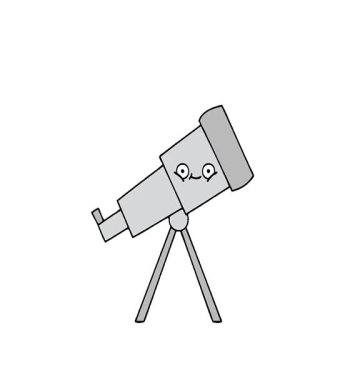 Basit bir teleskop karikatürü.