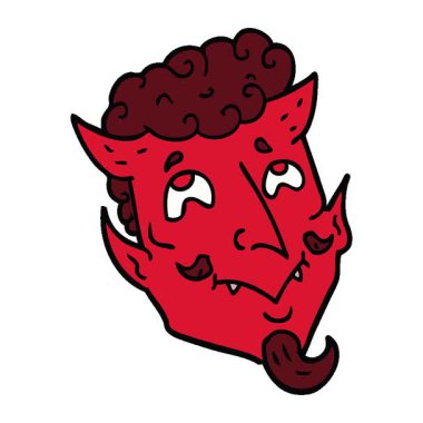 Basit bir döngü çizgi film karikatür şeytan yüzü.