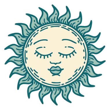 Basit bir döngü ikonik dövme şeklinde güneş görüntüsü