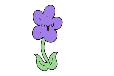 Mutlu yüzlü basit bir çizgi film çiçeği.