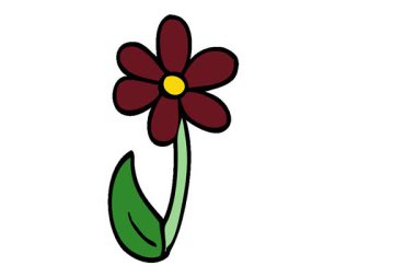 Basit bir döngü çizgi film karalaması tek bir çiçek