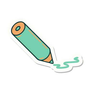 Geleneksel renkli kalem stili dövmenin basit bir döngü canlandırmalı çıkartması