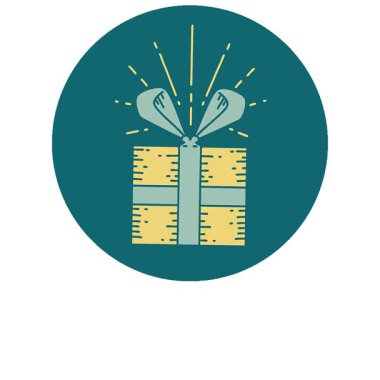 Dövme stili bir Noel hediyesinin basit bir döngü canlandırma simgesi