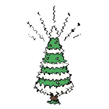 Geleneksel dövme stili kar kaplı çam ağacının basit bir döngü canlandırması