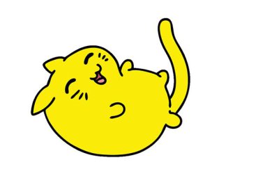 Gülen sevimli bir kedinin basit bir çizgi filmi.